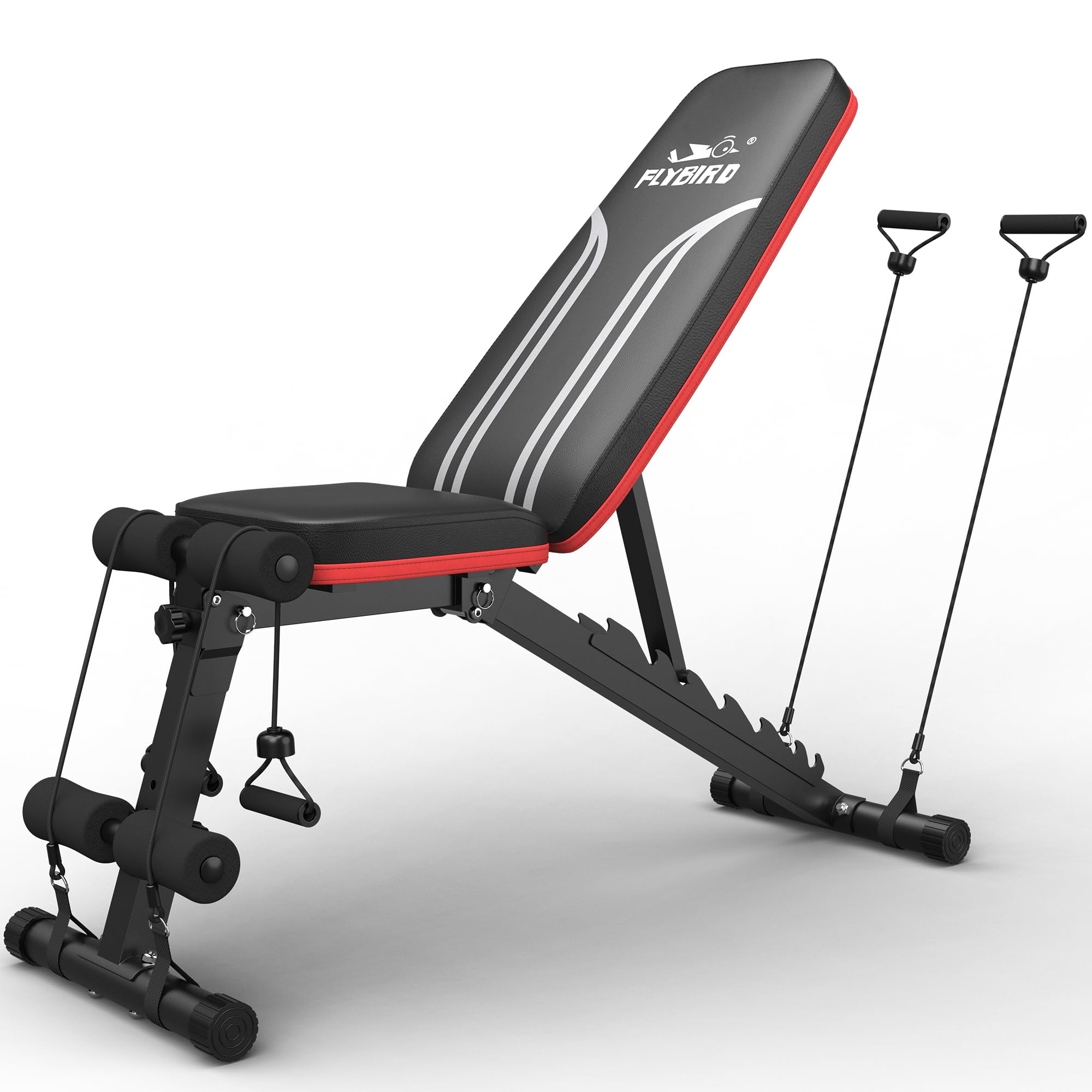 FLYBIRD Multifunktionale Hantelbank, 8-Fach Verstellbare Rückenlehne/3-Fach Verstellbare Fußstütze, 317 kg Belastbarkeit, Klappbare Trainingsbank mit 90° für das Heim-Fitnessstudio