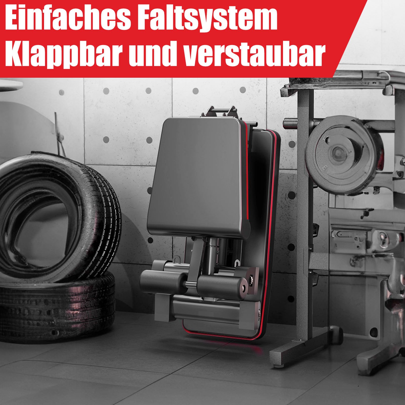 DH FitLife Hantelbank klappbar verstellbar, Schrägbank Flachbank für Bankdrücken Rückentrainer u. Bauchtrainer, Trainingsbank Fitnessbank multifunktional für Fitness Krafttraining, Weight Bench